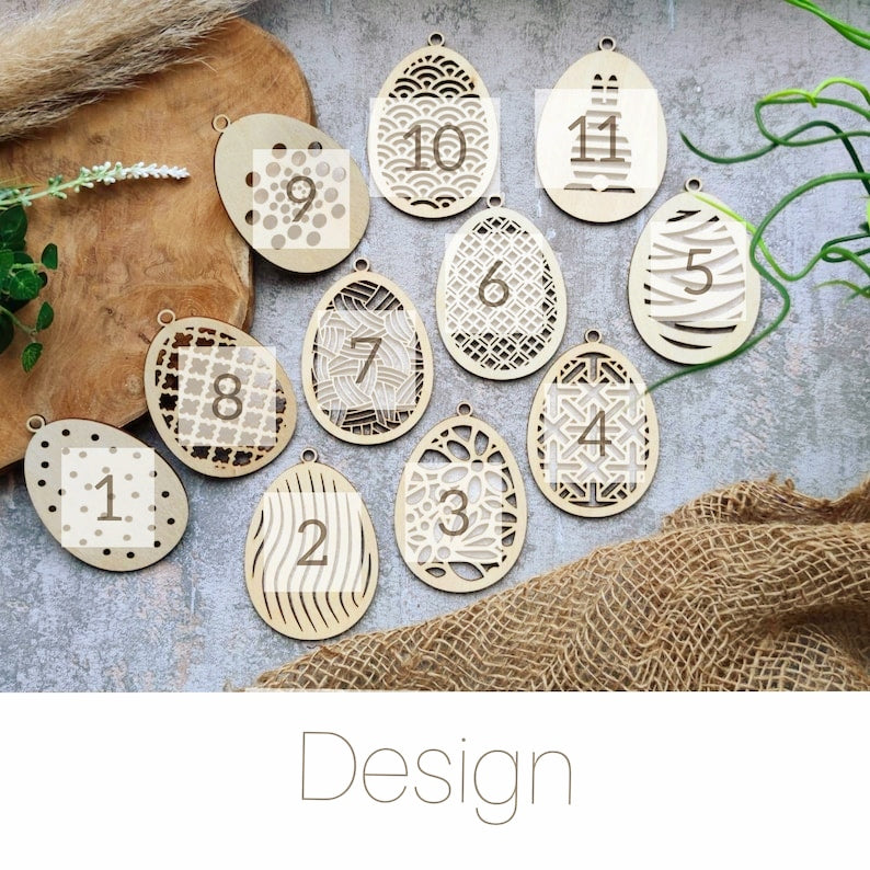 Ostereier Set Muster Holz