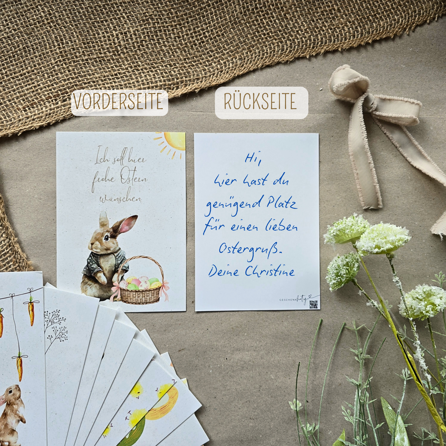 12er Osterkarten Set, Kartenset für Ostern, stilvolle Postkarten für Ostern, einzigartiges Osterkartenset - Personalisierte Geschenke | Geschenkhaltig