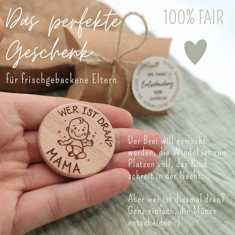 Entscheidungsmünze Baby | Entscheidungshilfe für Eltern - Personalisierte Geschenke | Geschenkhaltig