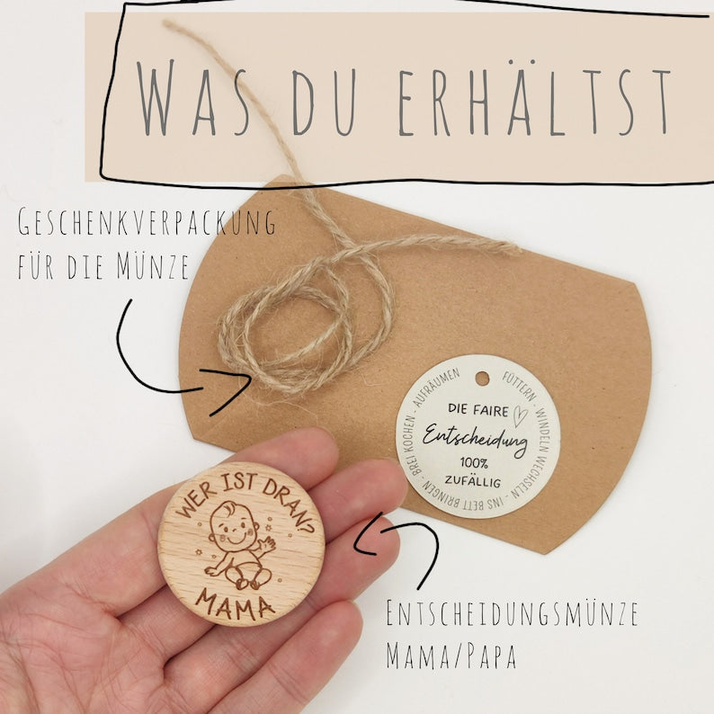 Entscheidungsmünze Baby | Entscheidungshilfe für Eltern - Personalisierte Geschenke | Geschenkhaltig