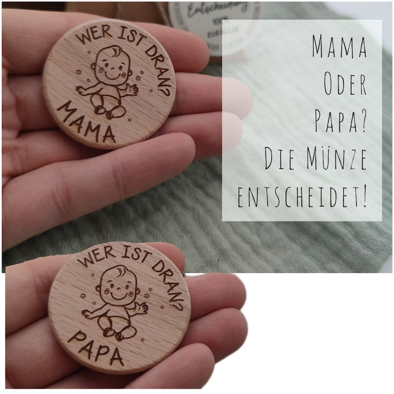 Entscheidungsmünze Baby | Entscheidungshilfe für Eltern - Personalisierte Geschenke | Geschenkhaltig