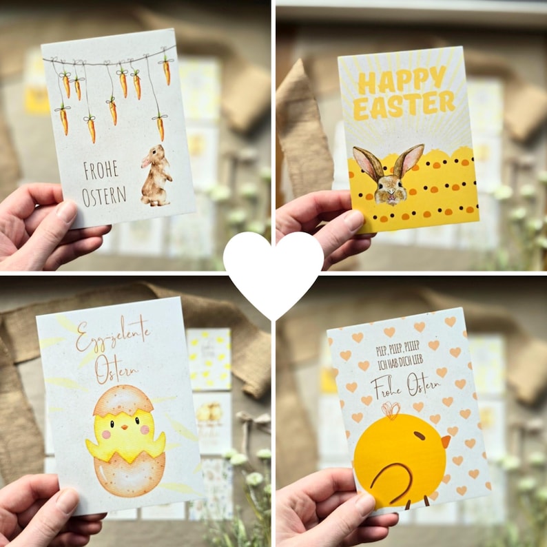 12er Osterkarten Set, Kartenset für Ostern, stilvolle Postkarten für Ostern, einzigartiges Osterkartenset - Personalisierte Geschenke | Geschenkhaltig