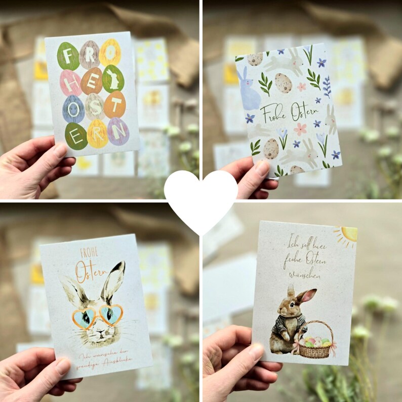 12er Osterkarten Set, Kartenset für Ostern, stilvolle Postkarten für Ostern, einzigartiges Osterkartenset - Personalisierte Geschenke | Geschenkhaltig