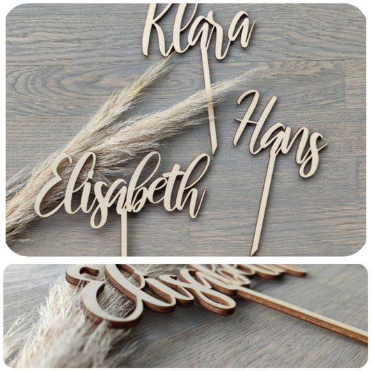 Caketopper Name Holz