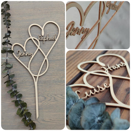 Caketopper Hochzeit personalisiert | Herzen