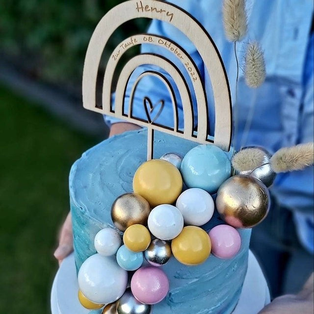 Caketopper Kommunion personalisiert | Regenbogen - Personalisierte Geschenke | Geschenkhaltig