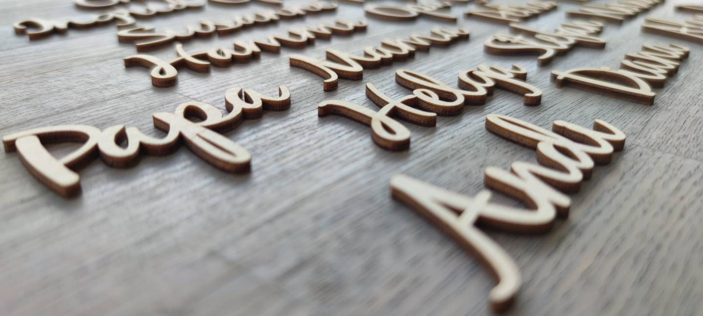 Platzkarten Schriftzug | Namenskärtchen | Gastgeschenk - Personalisierte Geschenke | Geschenkhaltig