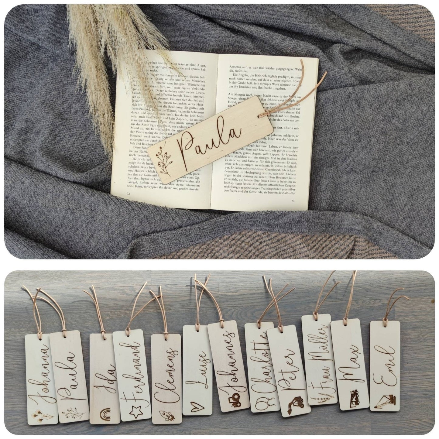 Lesezeichen personalisiert Holz