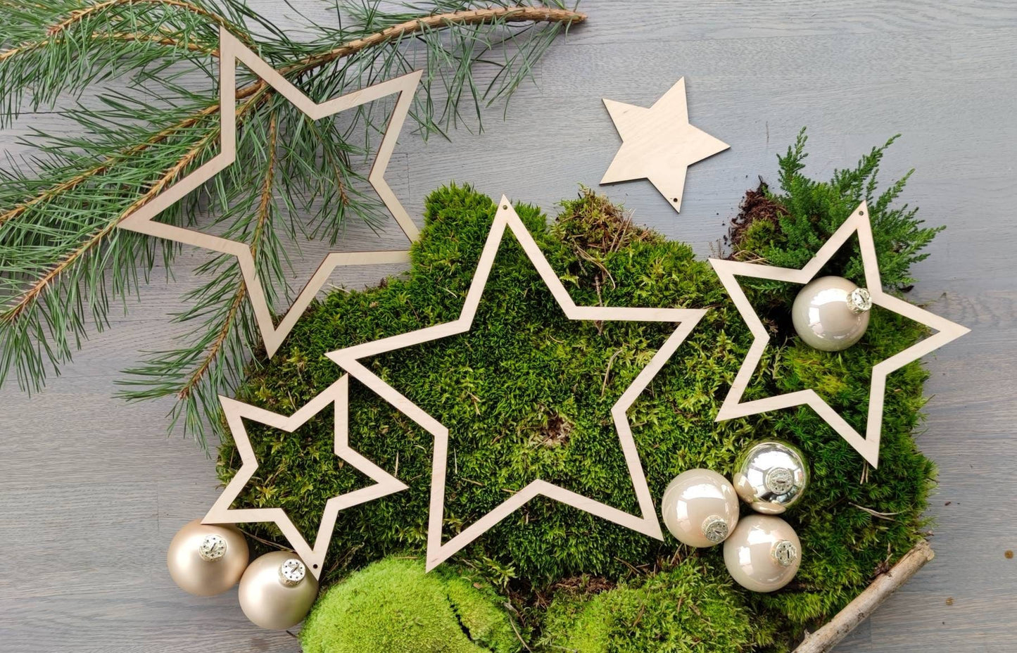 Holzsterne groß | 5er Set - Geschenkhaltig | personalisierte Geschenke