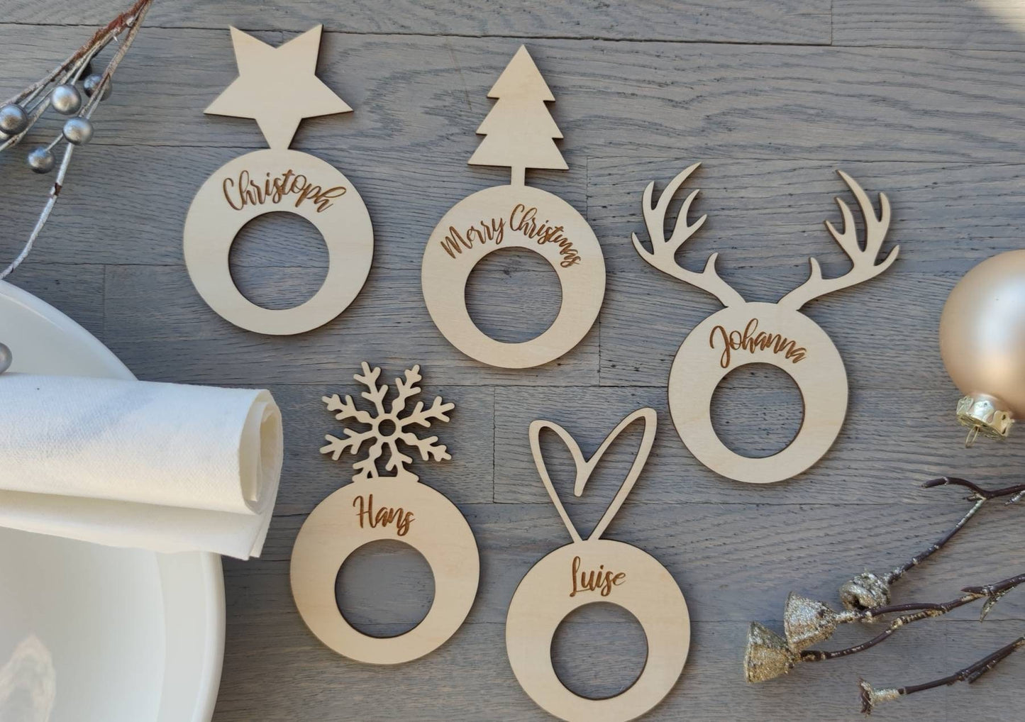 Weihnachtsdekoration | Serviettenring personalisiert - Personalisierte Geschenke | Geschenkhaltig