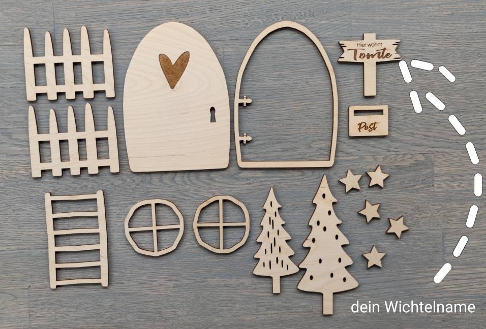 Wichteltür Set mit Zubehör | personalisiert - Personalisierte Geschenke | Geschenkhaltig