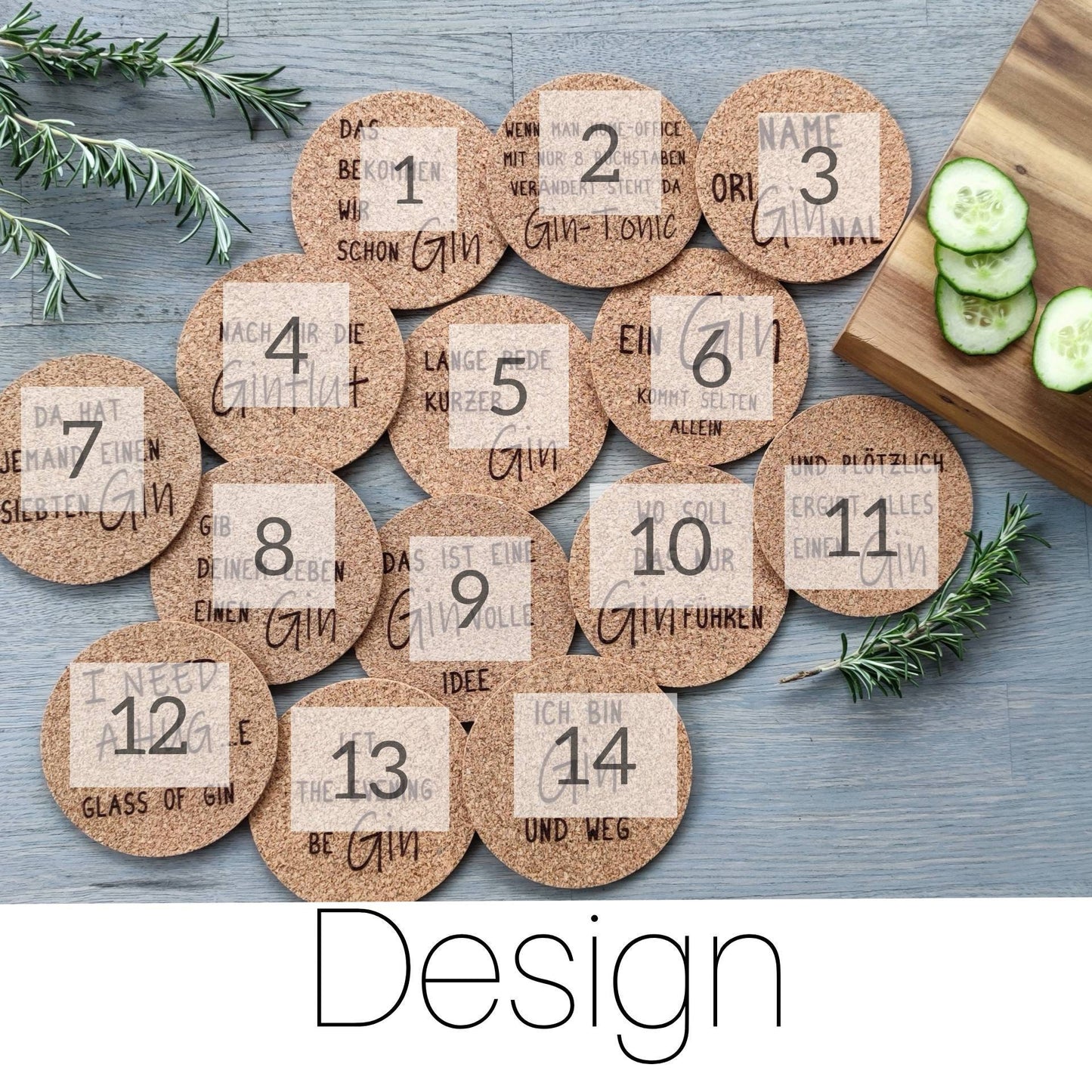 Untersetzer GIN | Kork - Personalisierte Geschenke | Geschenkhaltig