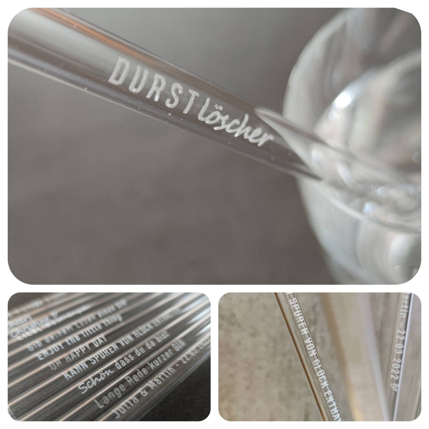 Glasstrohhalm personalisiert | Gastgeschenk - Geschenkhaltig | personalisierte Geschenke