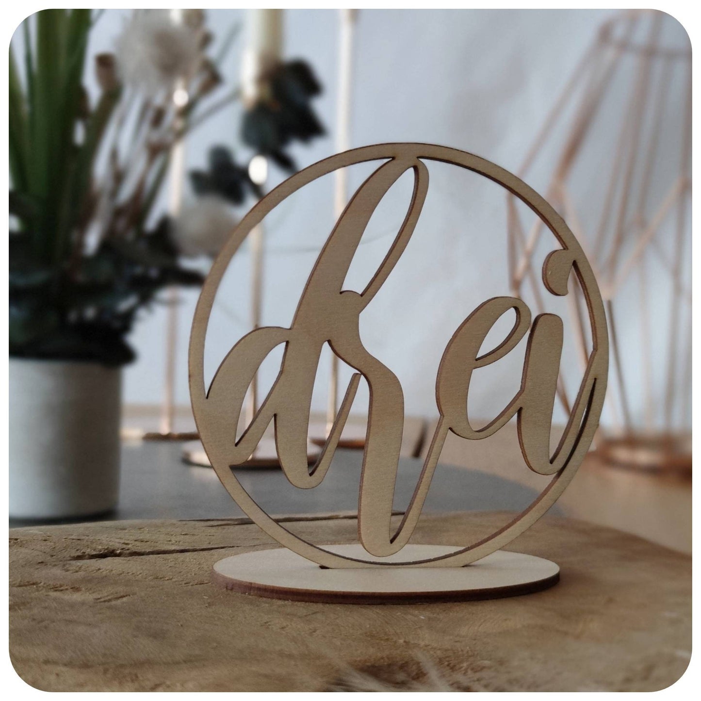 Tischnummer Set 1-12 | Kreisform Ziffer Schrift - Geschenkhaltig | personalisierte Geschenke