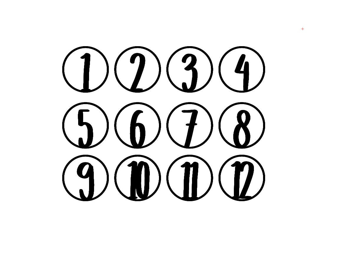 Tischnummer Set 1-12 | Kreisform Ziffer numerisch - Geschenkhaltig | personalisierte Geschenke