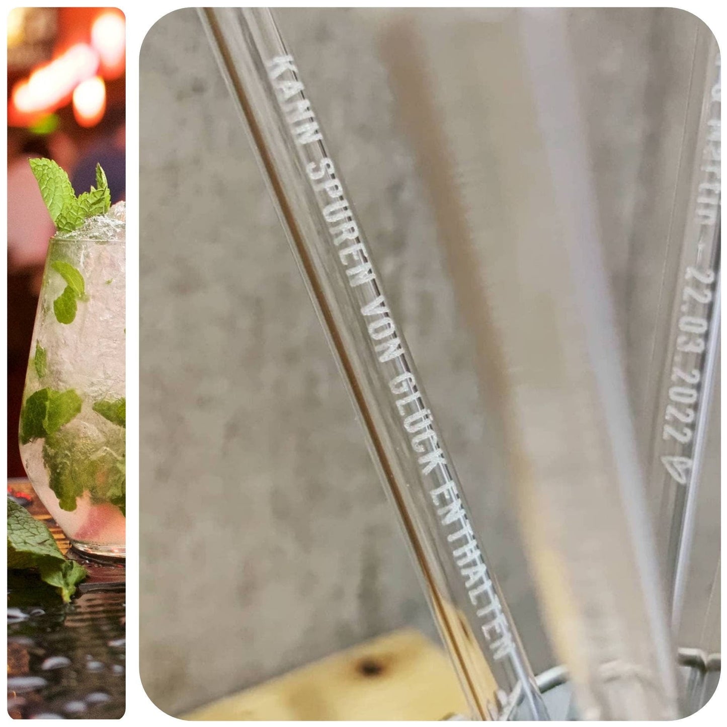 Glasstrohhalm personalisiert - Gastgeschenk