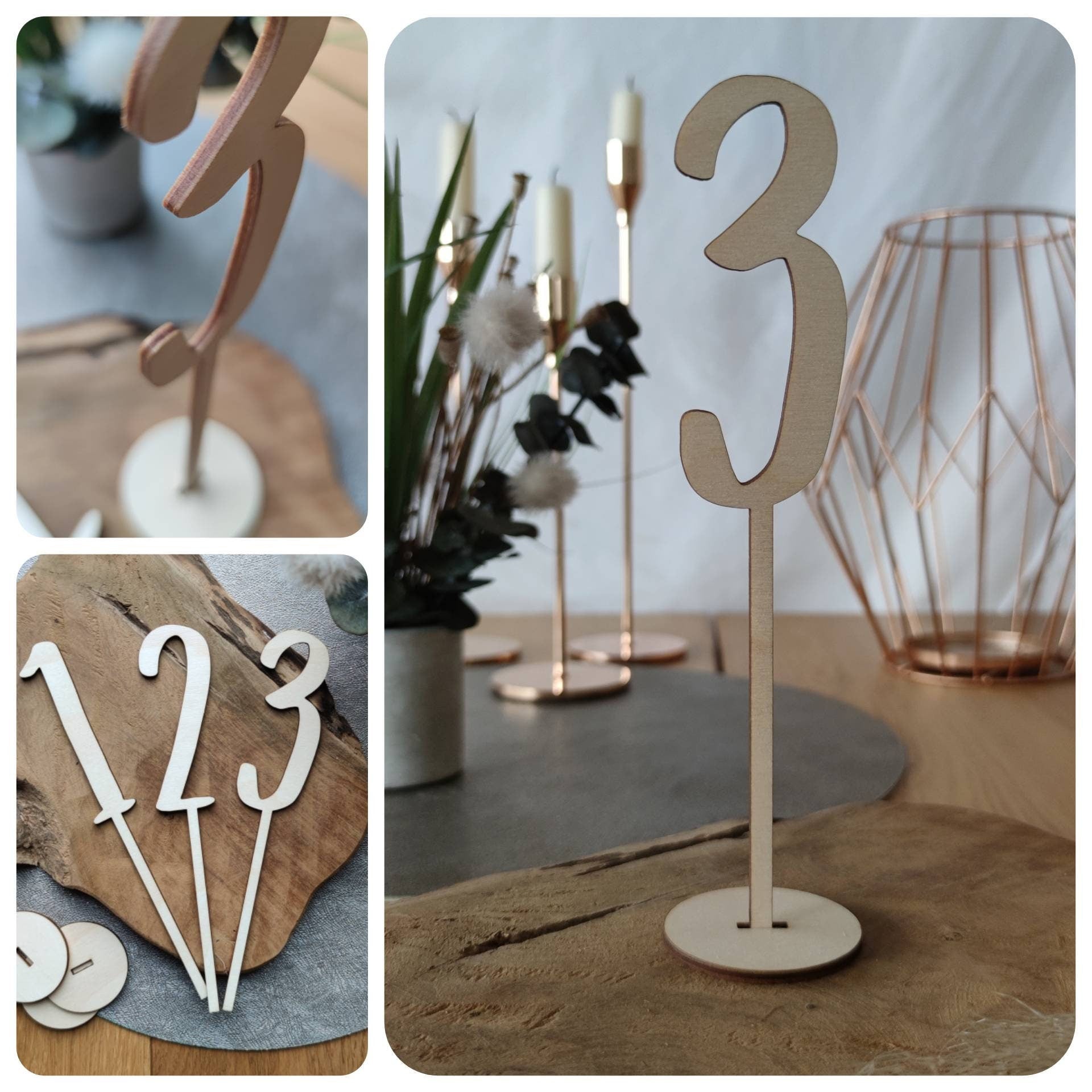 Tischnummern Zahlen Holz
