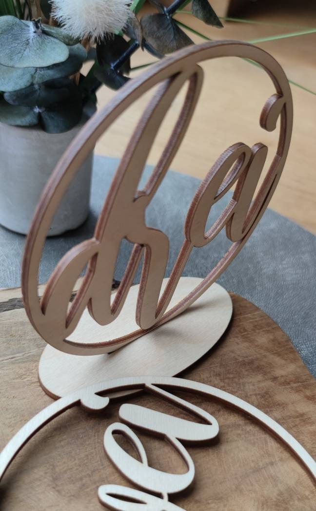 Tischnummer Set 1-12 | Kreisform Ziffer Schrift - Geschenkhaltig | personalisierte Geschenke