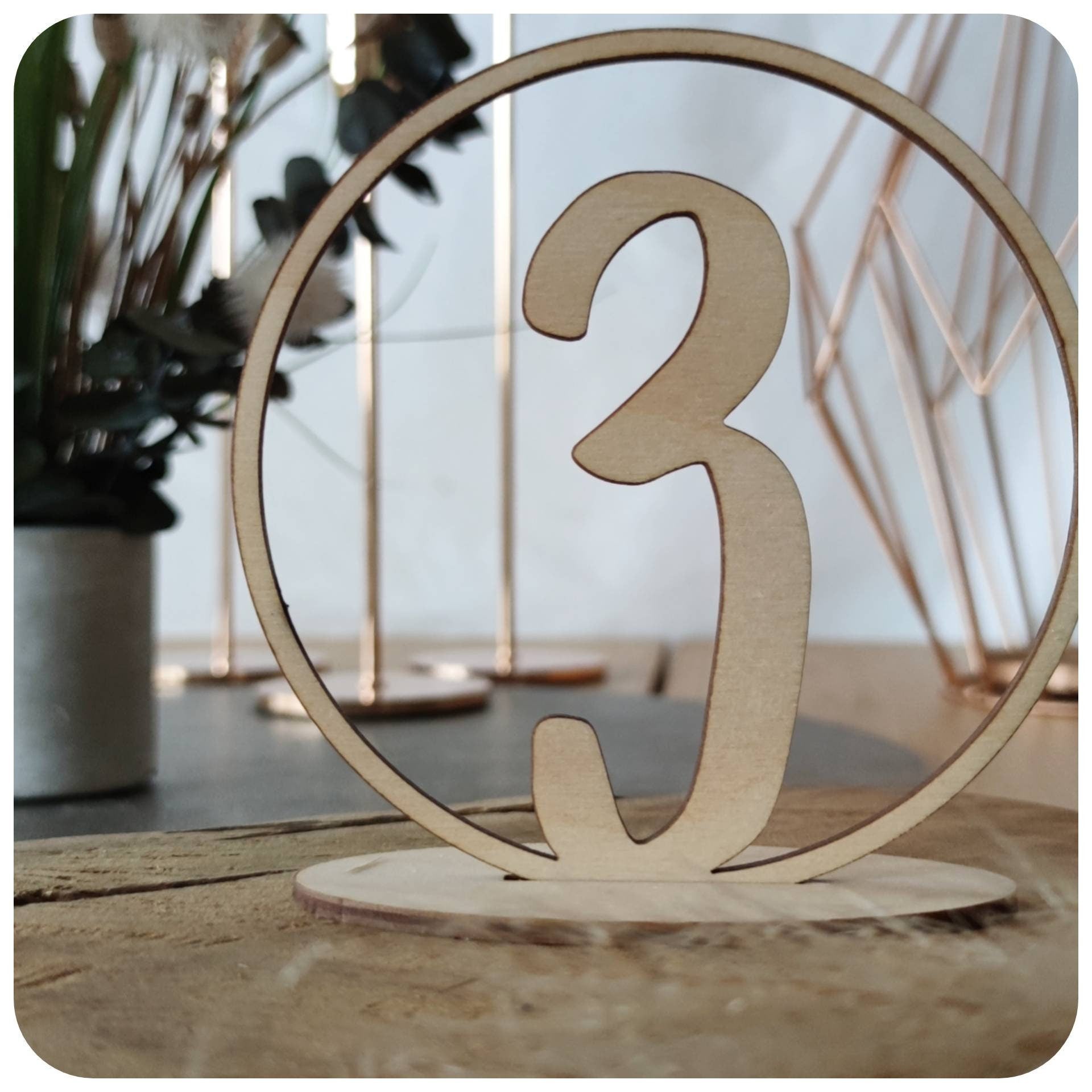 Tischnummer Set 1-12 | Kreisform Ziffer numerisch - Geschenkhaltig | personalisierte Geschenke