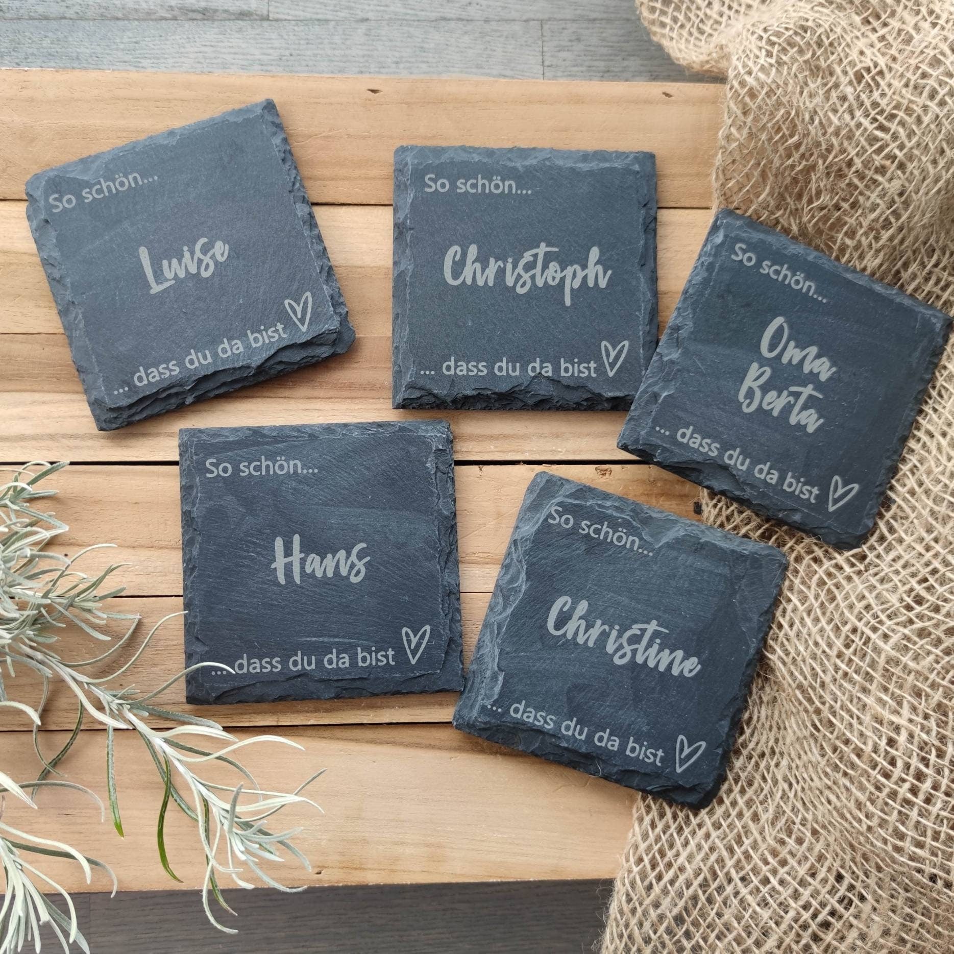 Platzkarte Schiefer | Gastgeschenk personalisiert