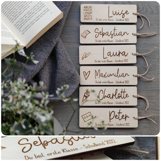 Lesezeichen personalisiert Einschulung