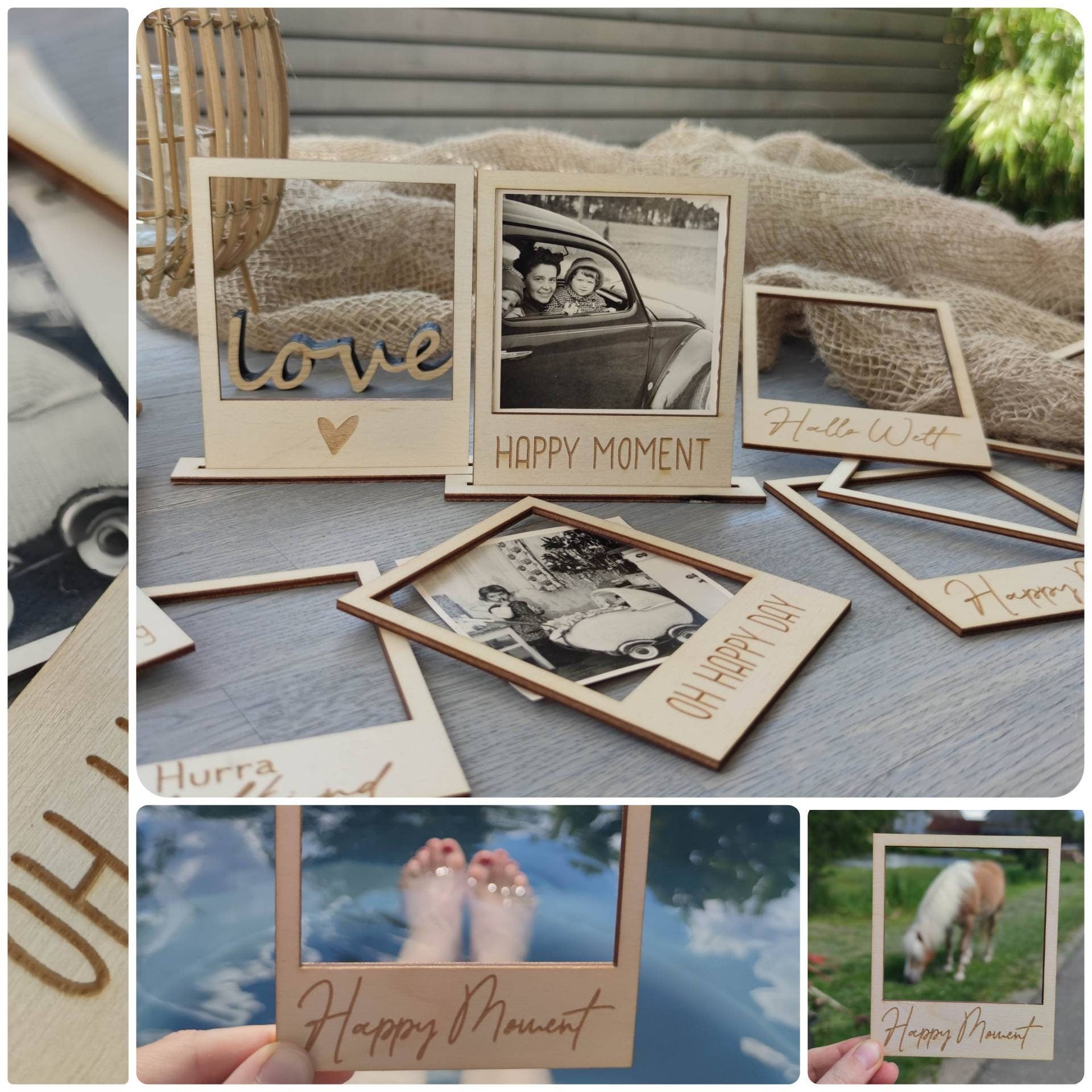 Bilderrahmen aus Holz mit Gravur zur Hochzeit - Personalisiert