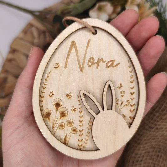 Ostereier personalisiert Holz | Anhänger Ostern mit Name - Personalisierte Geschenke | Geschenkhaltig