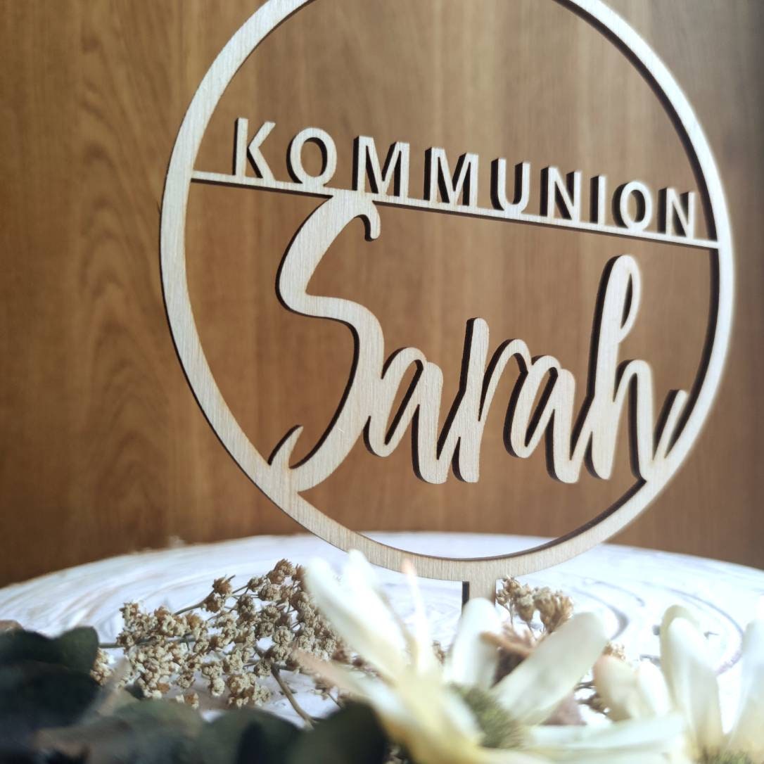 Kommunion Cake Topper personalisiert | Tischdeko Kommunion Konfirmation - Personalisierte Geschenke | Geschenkhaltig