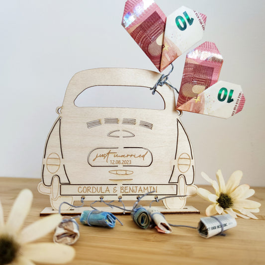 Geldgeschenk Hochzeit | Geschenk personalisiert mit Name und Datum - Personalisierte Geschenke | Geschenkhaltig