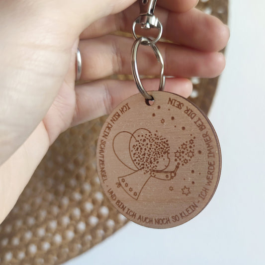 Schutzengel Anhänger Holz | Schlüsselanhänger Engel - Personalisierte Geschenke | Geschenkhaltig