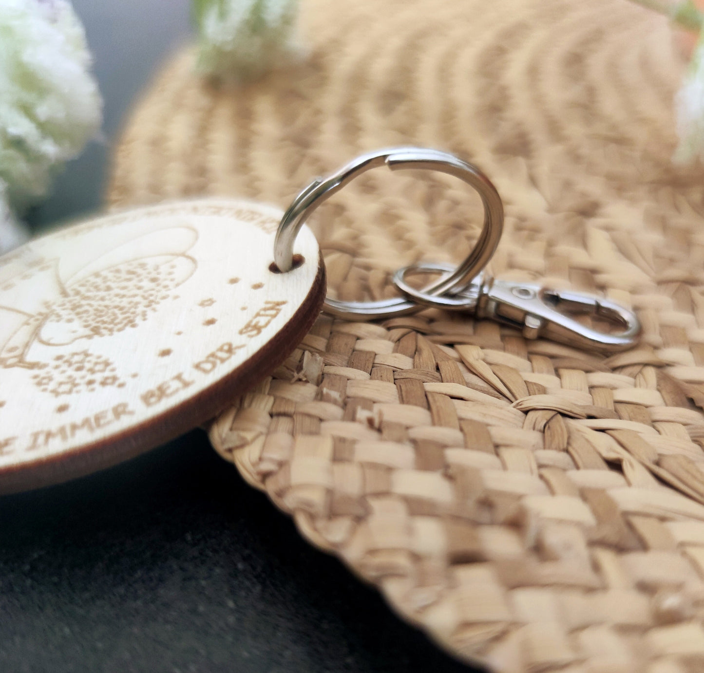 Schutzengel Anhänger Holz | Schlüsselanhänger Engel - Personalisierte Geschenke | Geschenkhaltig