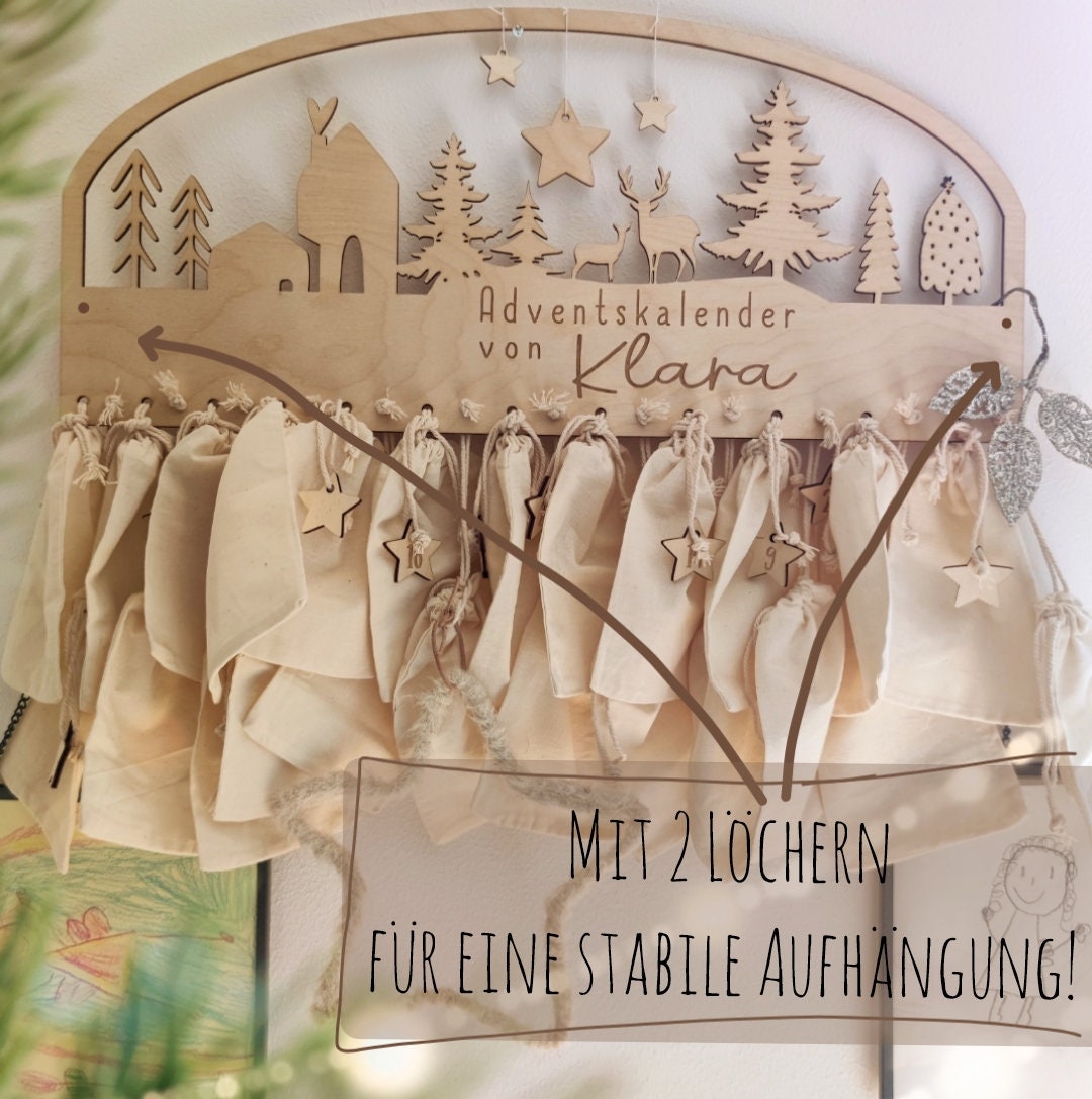 Adventskalender Kinder personalisiert aus Holz | mit Sternenhimmel - Personalisierte Geschenke | Geschenkhaltig