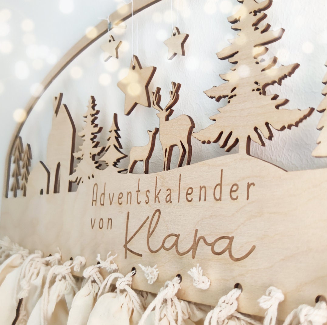 Adventskalender Kinder personalisiert aus Holz | mit Sternenhimmel - Personalisierte Geschenke | Geschenkhaltig