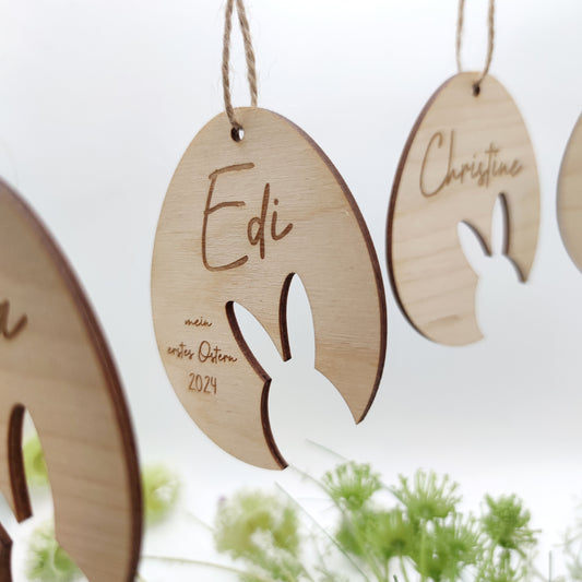 Osterei personalisiert, Anhänger Ostern mit Name, Osterdeko modern - Personalisierte Geschenke | Geschenkhaltig
