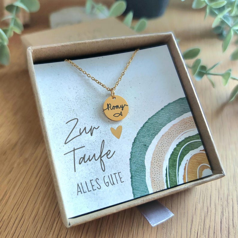 Taufkette personalisiert mit Name, Kette Taufe, Halskette mit individueller Gravur, Edelstahl, personalisiertes Geschenk