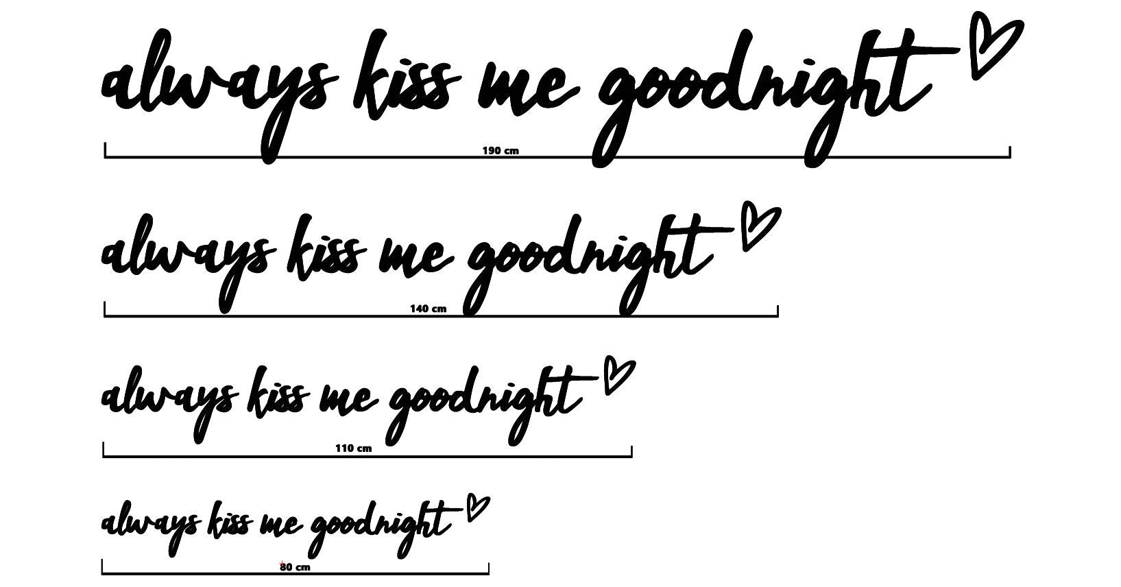 Always kiss me goodnight | Holz Schriftzug Schlafzimmer - Geschenkhaltig | personalisierte Geschenke