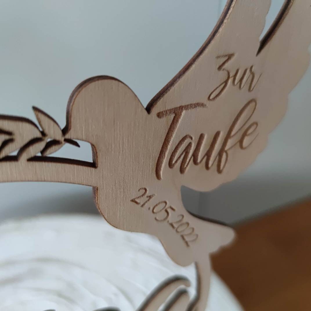 Cake Topper Taufe personalisiert | mit Name und Datum - Personalisierte Geschenke | Geschenkhaltig