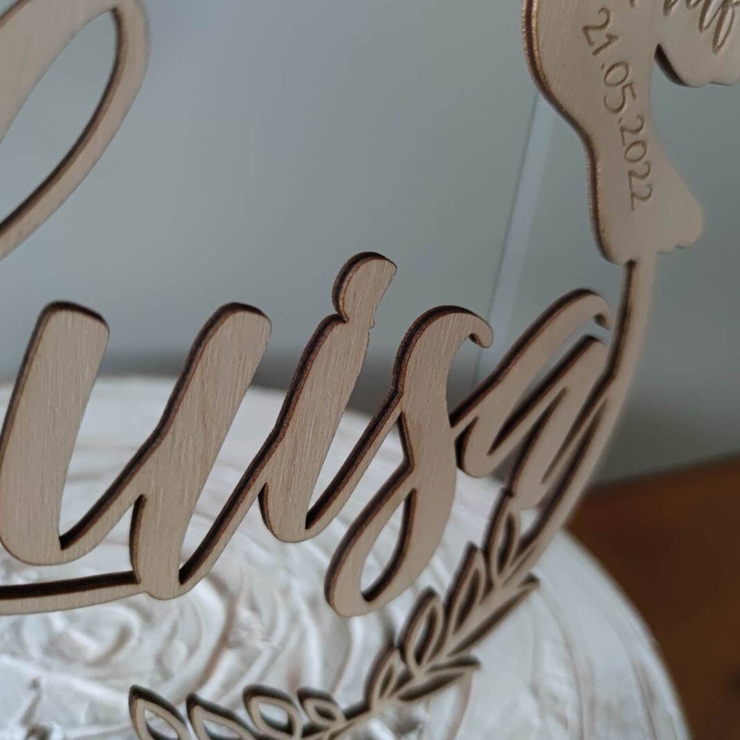 Cake Topper Taufe personalisiert | mit Name und Datum - Personalisierte Geschenke | Geschenkhaltig