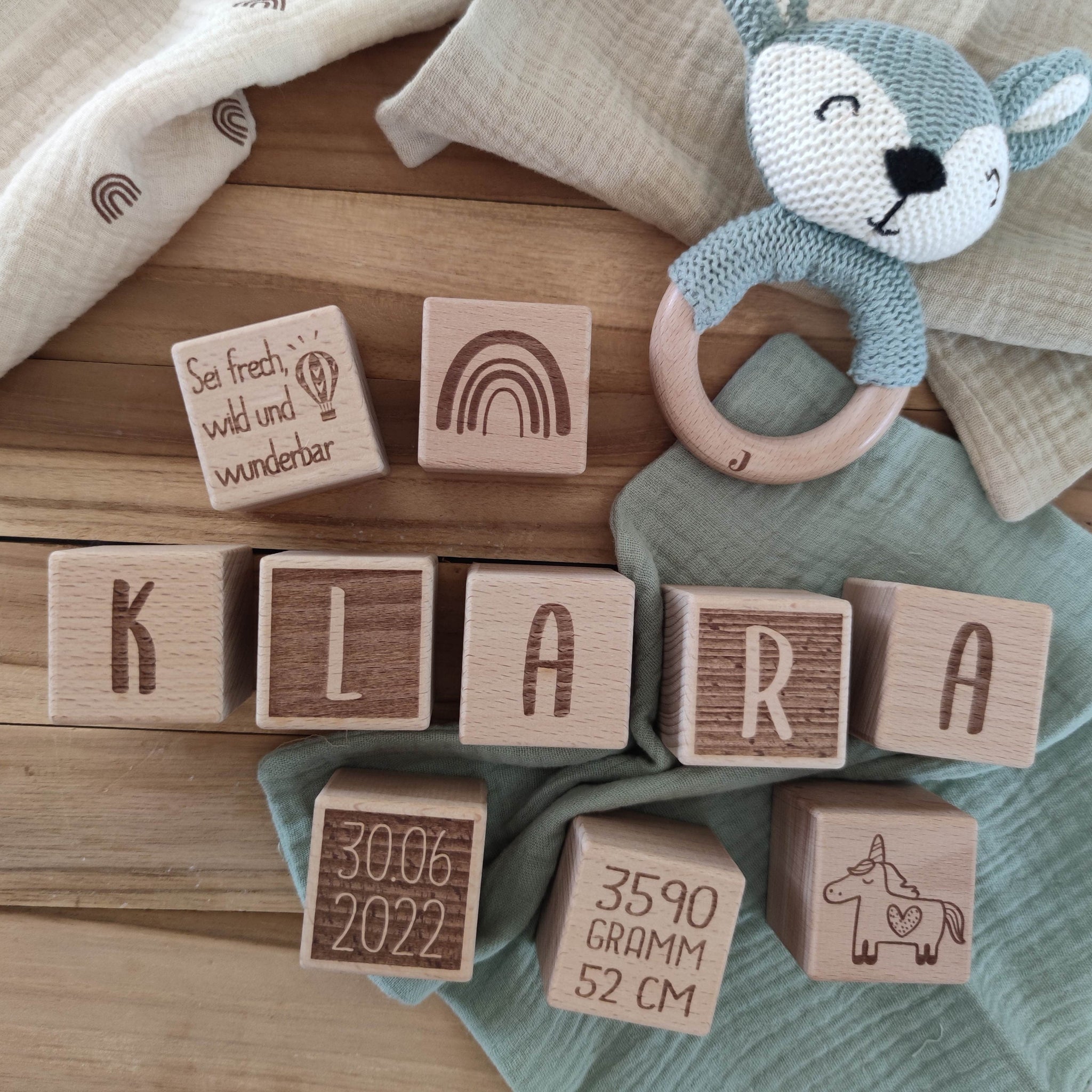 Holzwürfel Geburt | Geschenk zur Geburt | Holzwürfel personalisiert