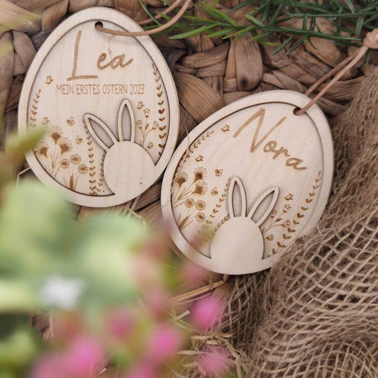 Ostereier personalisiert Holz | Anhänger Ostern mit Name - Personalisierte Geschenke | Geschenkhaltig