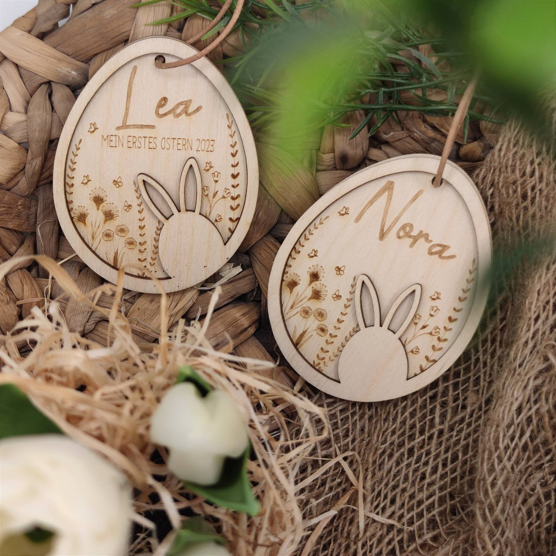 Ostereier personalisiert Holz | Anhänger Ostern mit Name - Personalisierte Geschenke | Geschenkhaltig