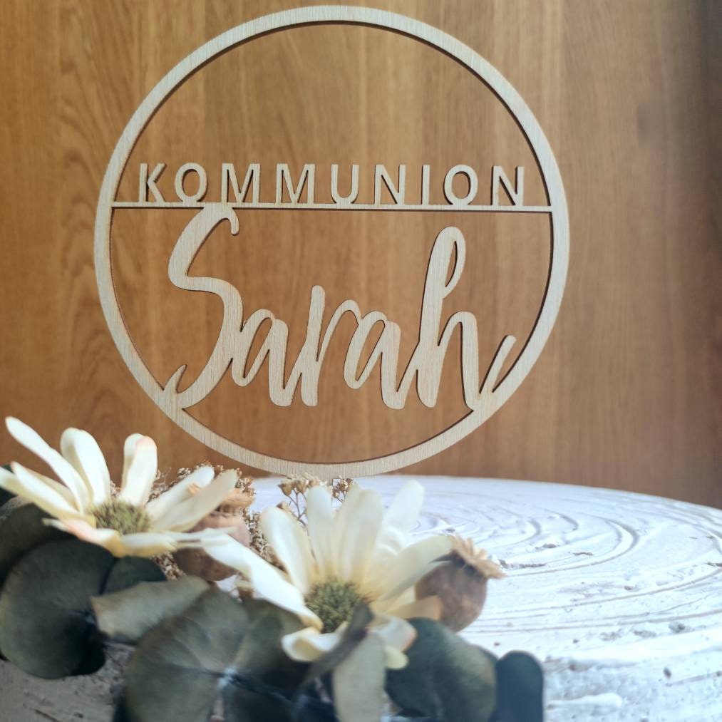 Kommunion Cake Topper personalisiert | Tischdeko Kommunion Konfirmation - Personalisierte Geschenke | Geschenkhaltig