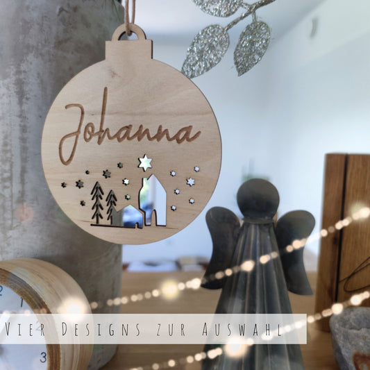 Weihnachtskugel personalisiert | Weihnachtsgeschenk | mit Lichtausschnitten - Personalisierte Geschenke | Geschenkhaltig