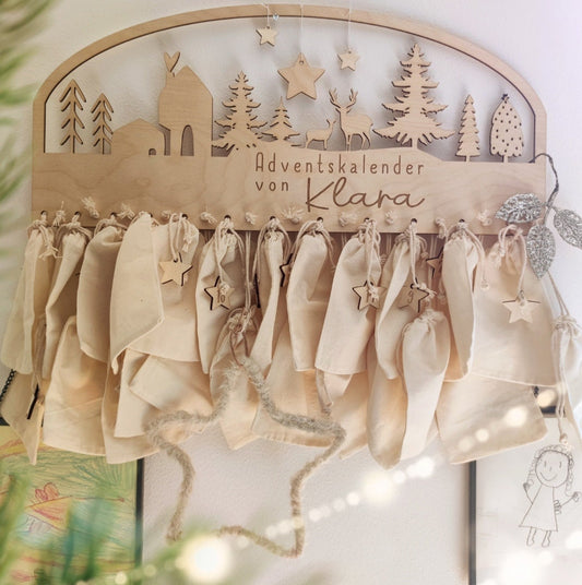 Adventskalender Kinder personalisiert aus Holz | mit Sternenhimmel - Personalisierte Geschenke | Geschenkhaltig