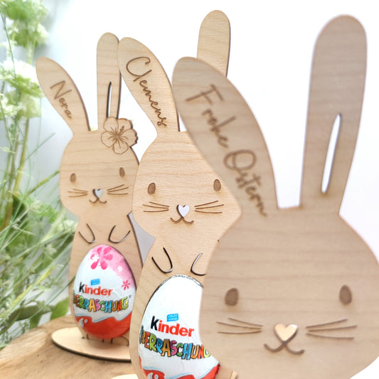 Ostergeschenk Kinder, Hase mit Ü-Ei, Ostergeschenk personalisiert, Überraschungsei Halter - Personalisierte Geschenke | Geschenkhaltig