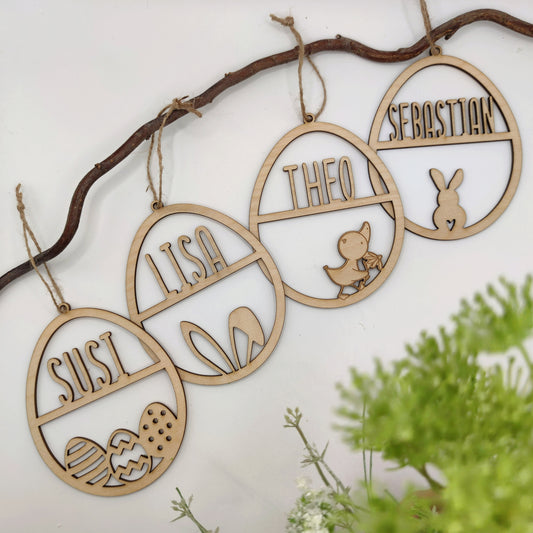 Osterei mit Name, Anhänger Ostern personalisiert, Osterdeko modern - Personalisierte Geschenke | Geschenkhaltig